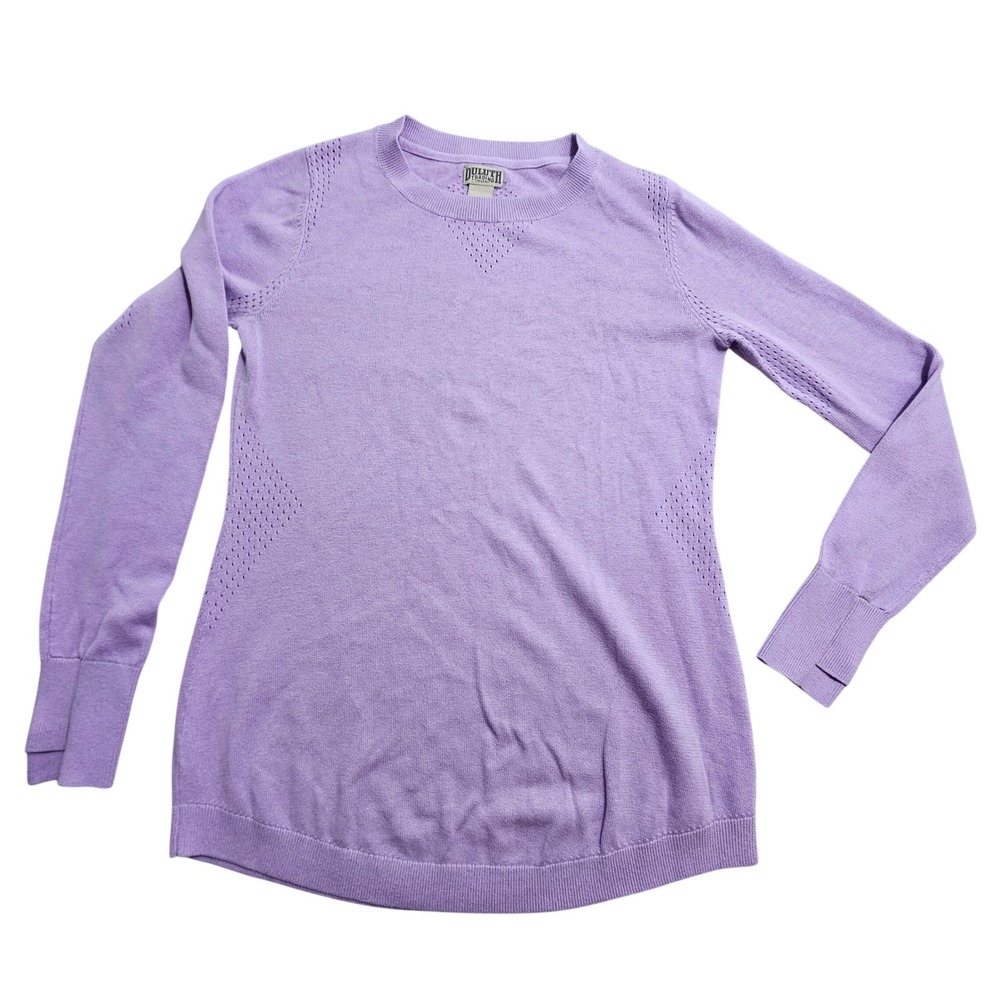 Duluth Trading Co Sweater Women S Purple Pointelle Knit Cotton Blend 3237-65
